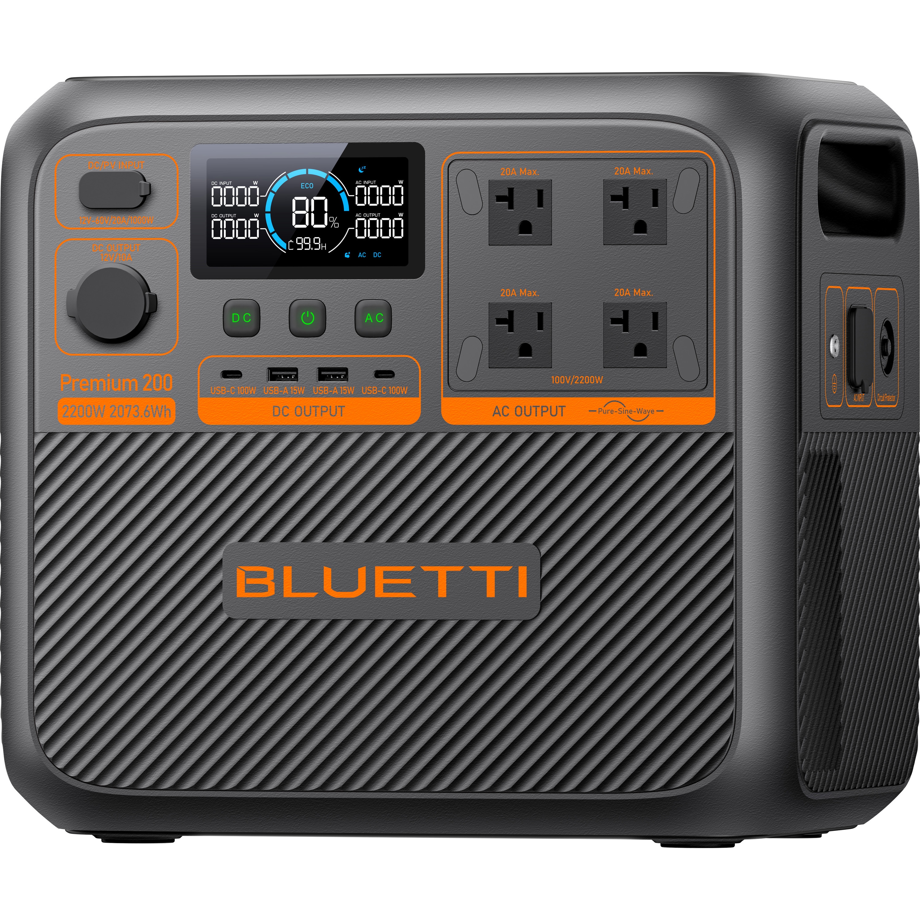 Premium200V2 ポータブル電源 Premium200V2(容量2073.6Wh/定格出力2200W) BLUETTI(ブルーティ) 寸法350×250×323.6mm