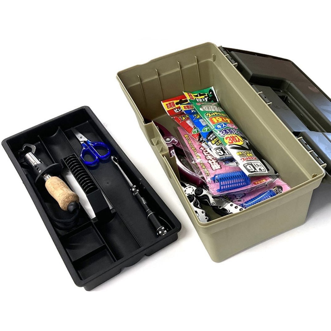 ライトオリーブ タックルボックス (2層式)1101 OGK(大阪漁具) サイズ