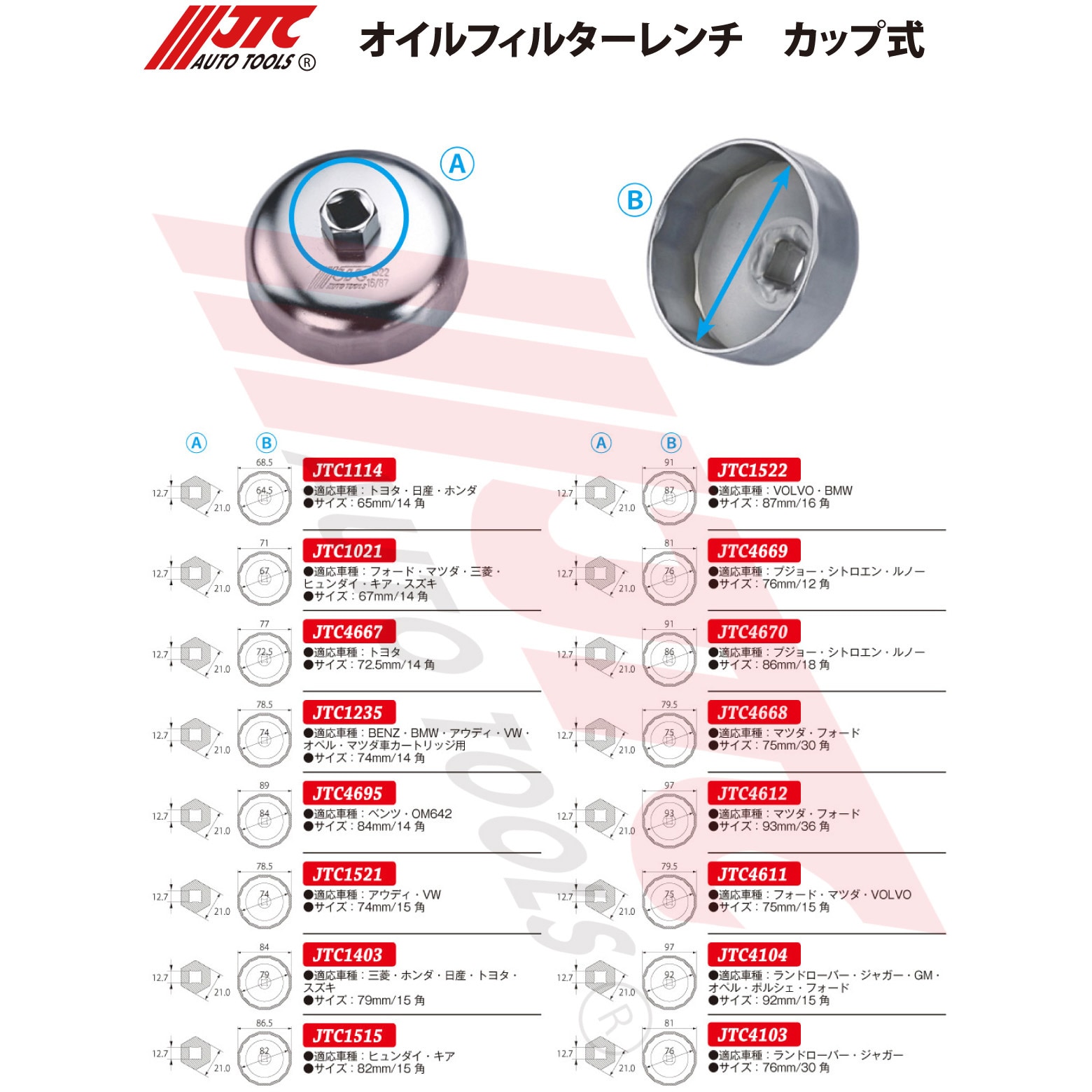 JTC4104 オイルフィルターレンチ カップ式 1個 JTC 【通販モノタロウ】