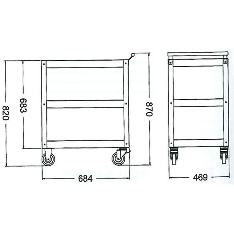 日本最級 ツールカート3段 JTC5921 - DIY・工具