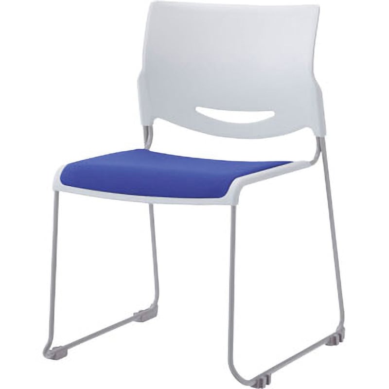 6-113-0114 ミーティングチェア MP-110 内田洋行 スタッキング可 布張り ブルー/ホワイトグレイ色 高さ758mm幅510mm奥行525mm  6-113-0114