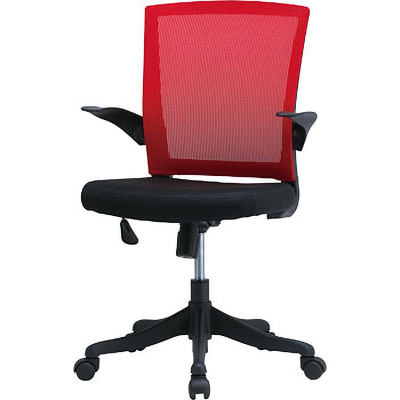 FEM-14 RD メッシュチェア 肘付き 井上金庫販売 肘掛あり レッド色   FEM-14 RD