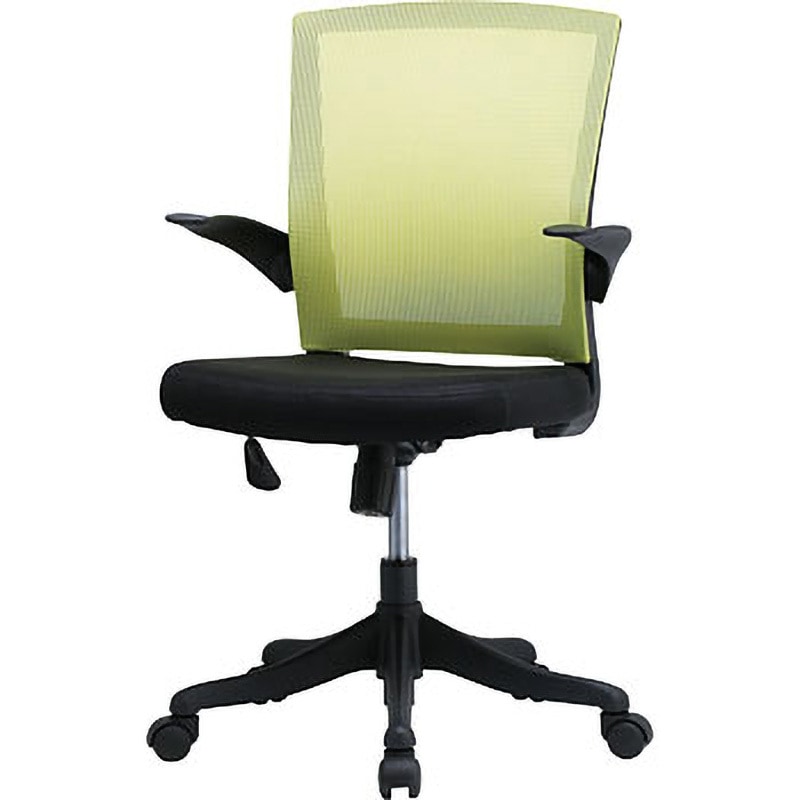 FEM-14 KM メッシュチェア 肘付き 井上金庫販売 肘掛あり キミドリ色   FEM-14 KM