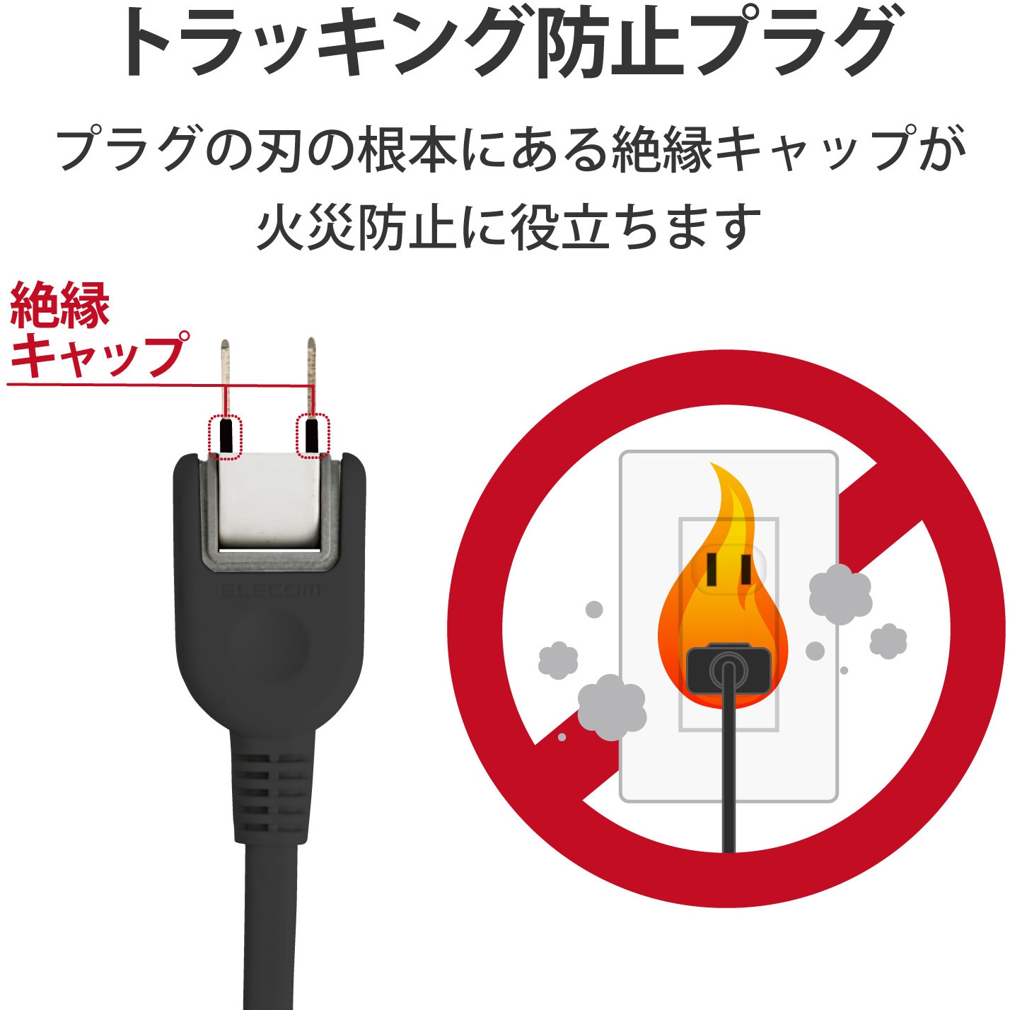 T-K1A-2425BK 電源タップ 4個口 2P 雷ガード機能付 スイング