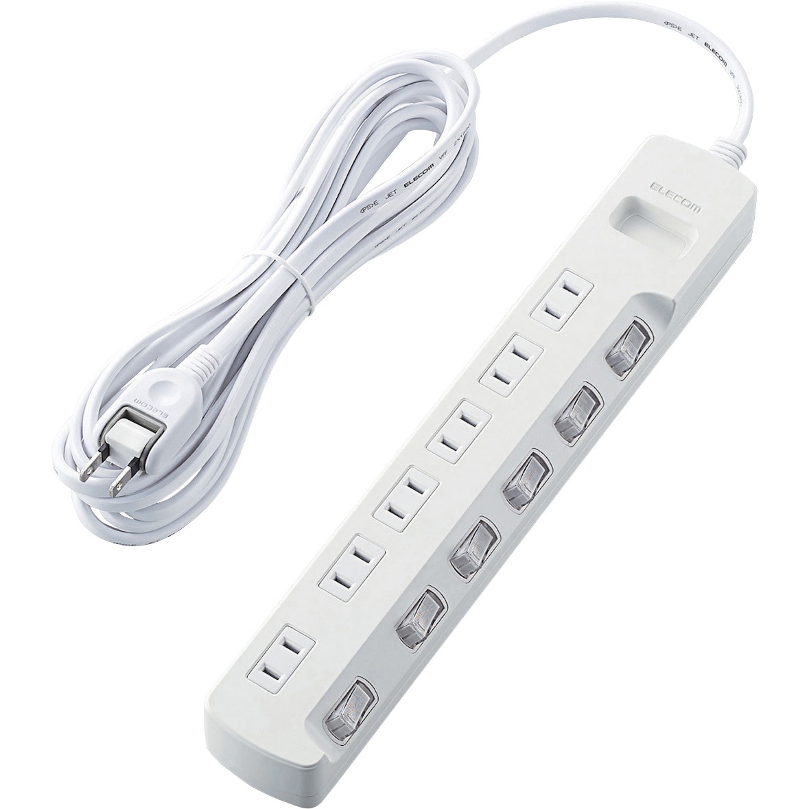 T-K6A-2650WH 電源タップ 延長コード 6個口 2P 個別スイッチ 雷ガード