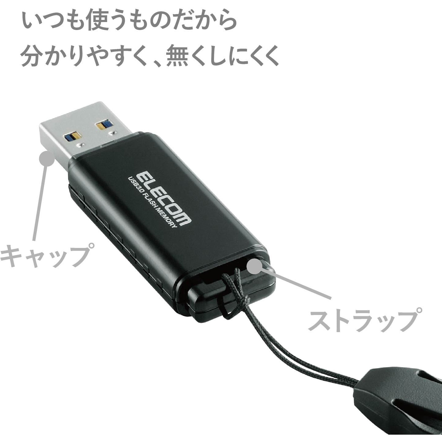 高速USB3.0メモリ(スライドタイプ) - MF-DAU3016GBK