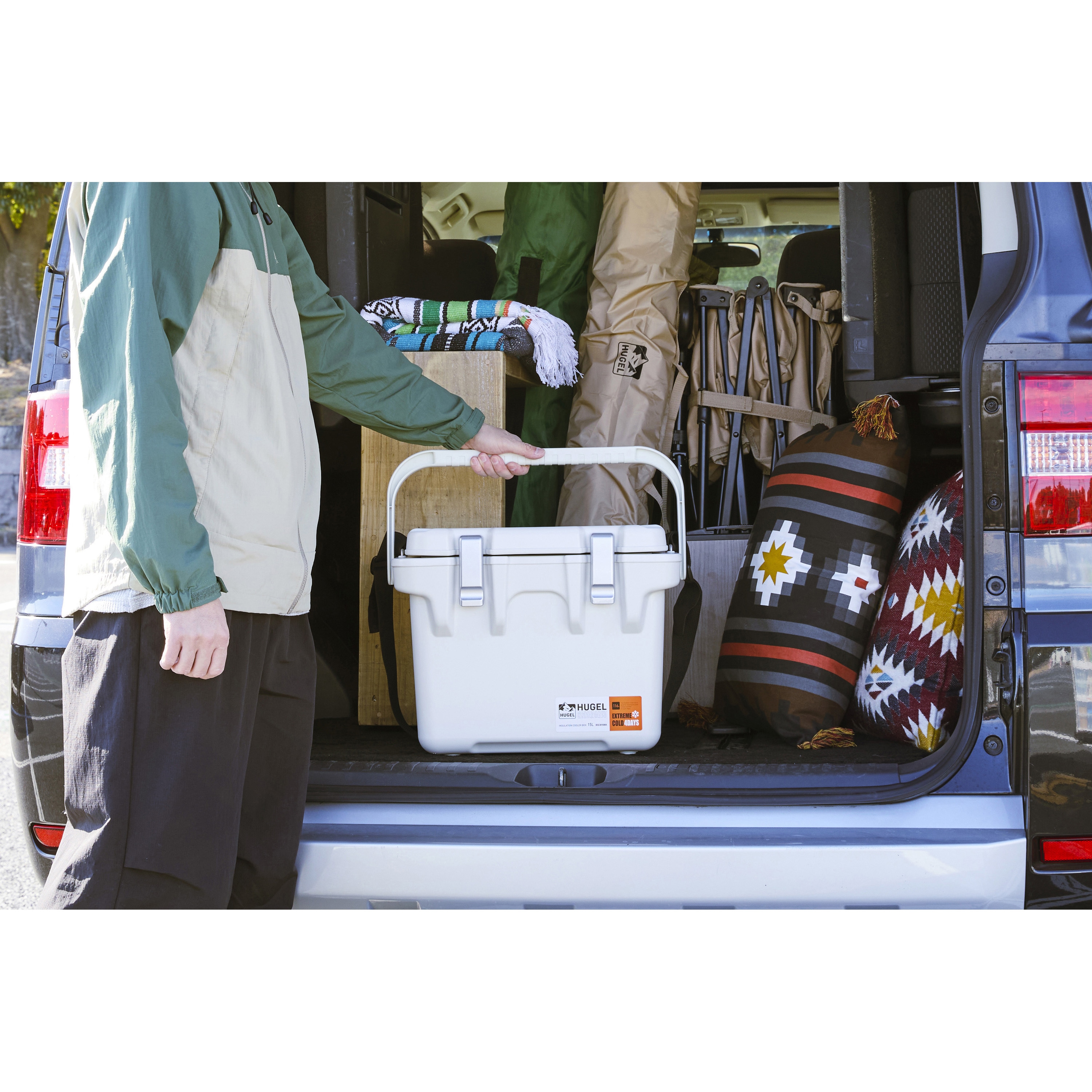 VITC-15 HUGEL 真空断熱クーラーボックス 15L【ホワイト/グレー】 1台