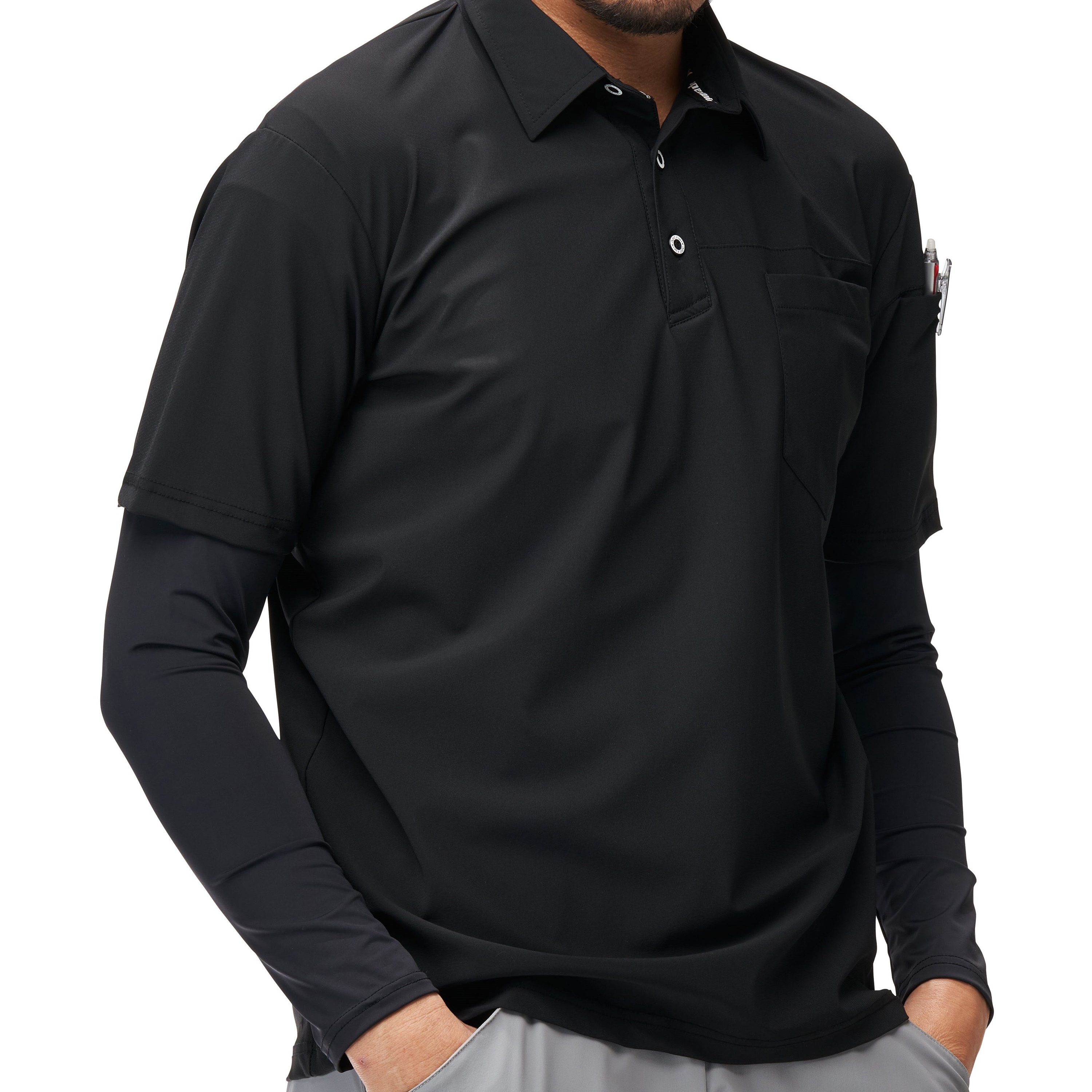 17115 冷感ストレッチレイヤードポロシャツ 吸汗速乾 アタック