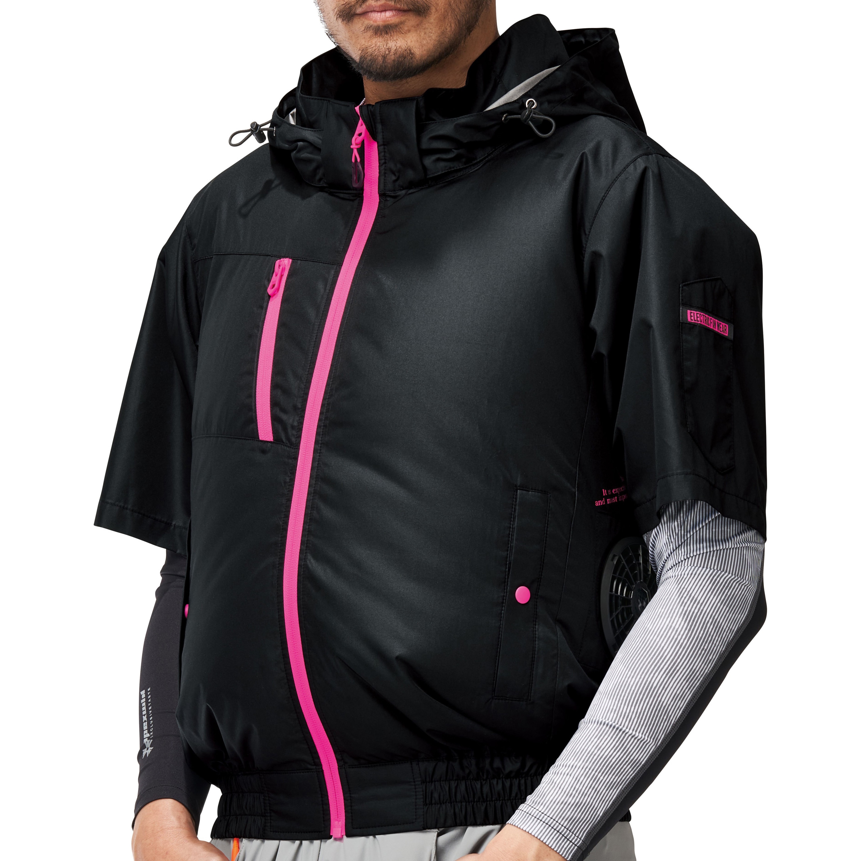 8845 The tough 空調風神服チタンフード半袖ブルゾン サイド