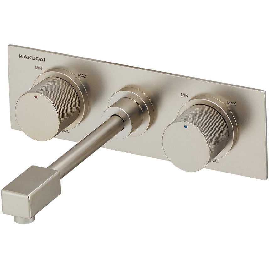 129-100B-MN 壁ユニット混合栓 ロング カクダイ レトロシルバー色   129-100B-MN