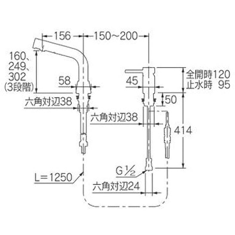 185-007-MD 台付シングルレバー引出し混合栓 カクダイ マットブラック