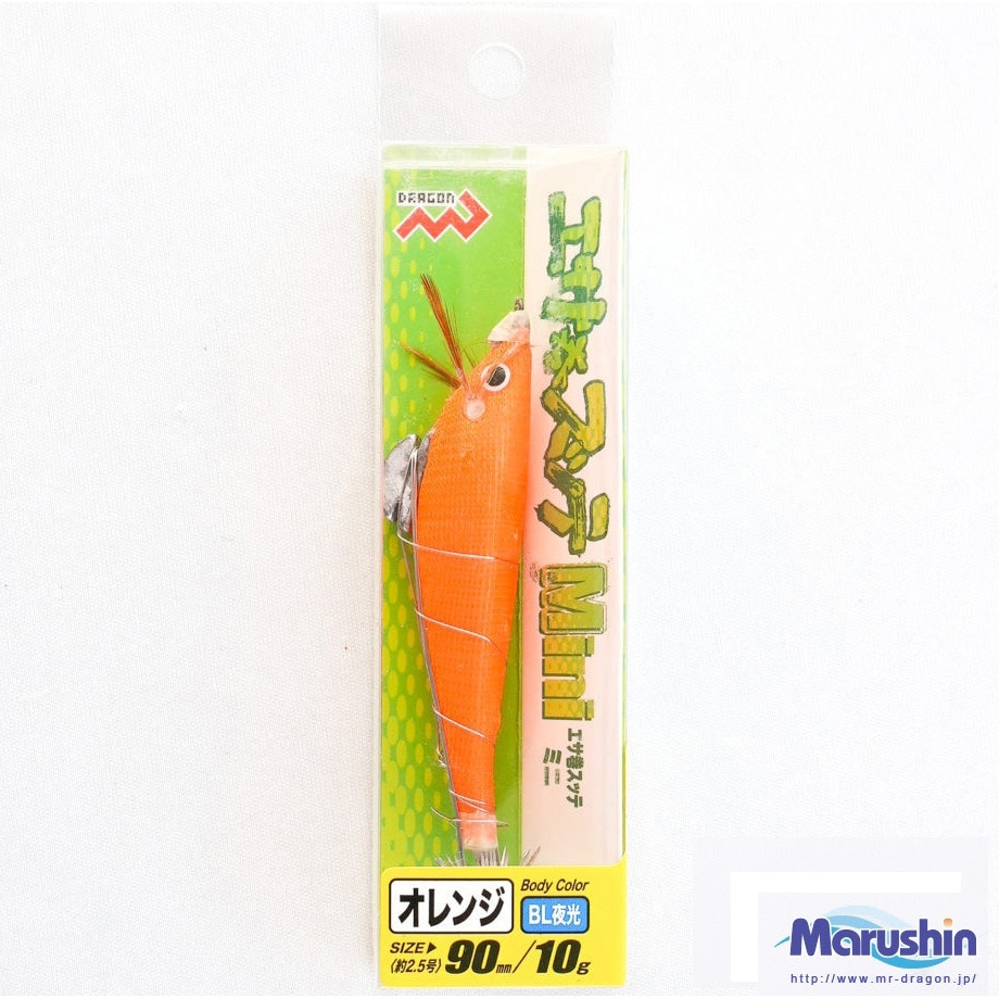オレンジ/BL夜光 エサ巻スッテMINI マルシン漁具 自重10g オレンジ/BL