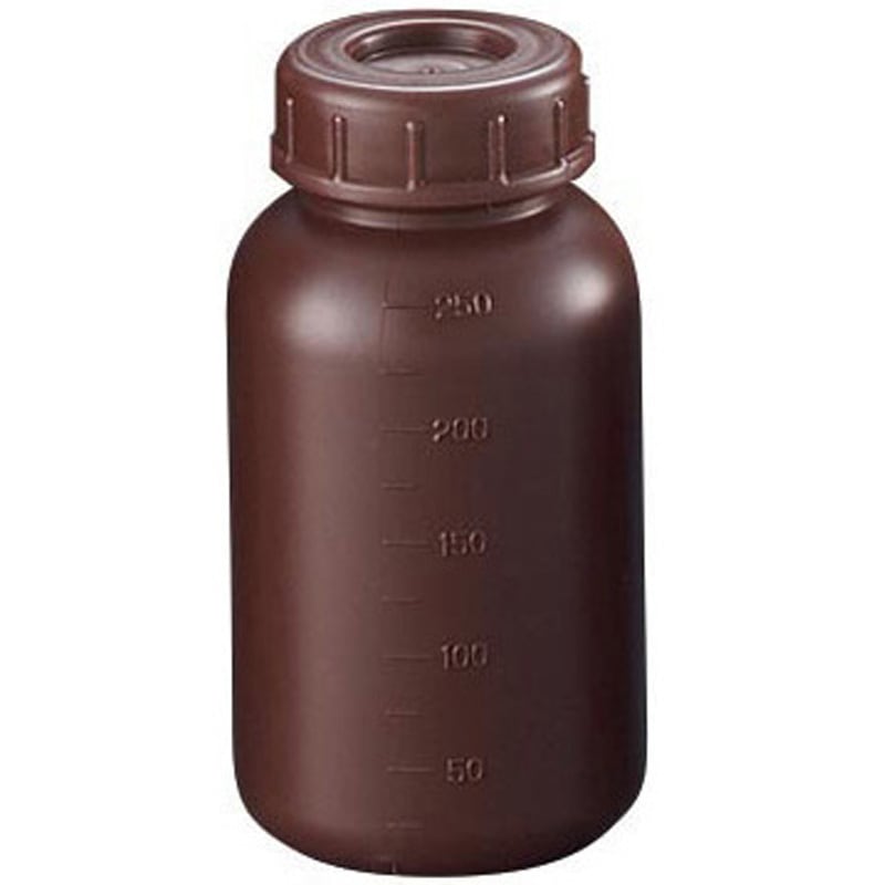 S-250WCS(250mL 100個) ポリ広口遮光瓶(PE広口瓶 中栓付) サンプラテック 250mL 入数100