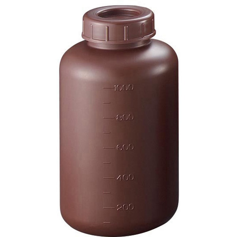 S-1000WCS(1000mL 50個) ポリ広口遮光瓶(PE広口瓶 中栓付) サンプラテック 1000mL 入数50