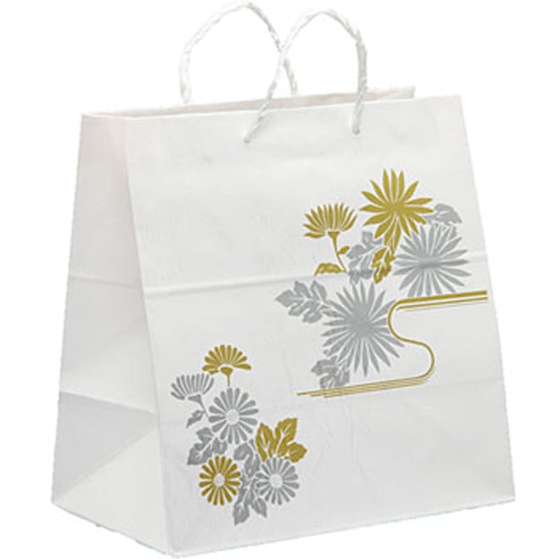 紙バッグ 308 菊柄 大黒工業 手提げ袋 幅350mmマチ220mm高さ370mm 1パック(25枚)