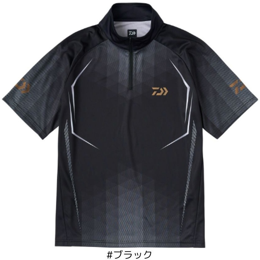 #2XLサイズ DE-7625 ショートスリーブハーフジップシャツ DAIWA(ダイワ) 材質リエステル100% #ブラック色 サイズ2XL