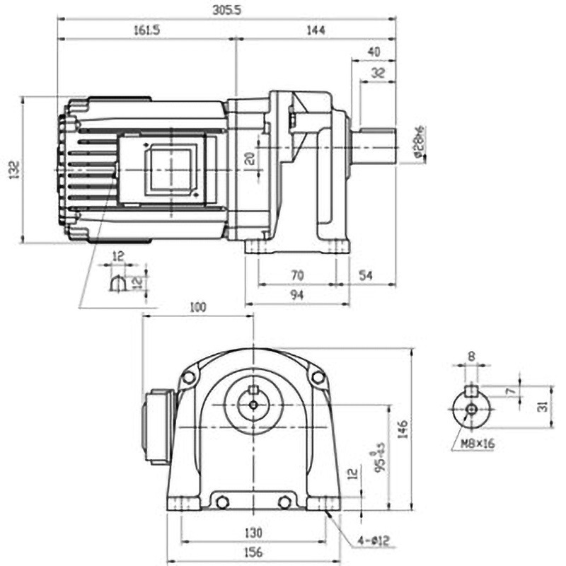 VX04-045M ギヤードモータ 富士変速機 VXシリーズ 屋内 脚取付 出力0.4kW   VX04-045M