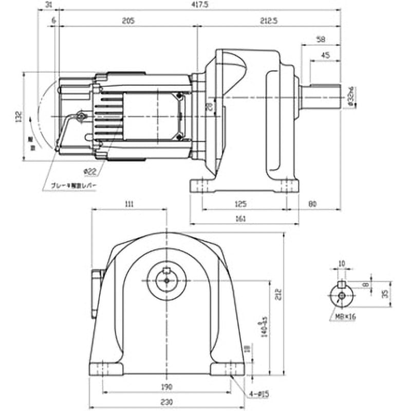 VX04-120B ブレーキ付ギヤードモータ 富士変速機 VXシリーズ 屋内 脚