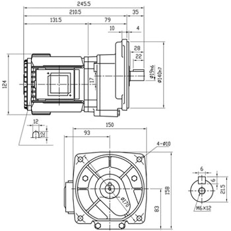 VX02-005MF フランジ取り付けギヤードモータ 富士変速機 VXシリーズ 三相 屋内 出力0.2kW   VX02-005MF