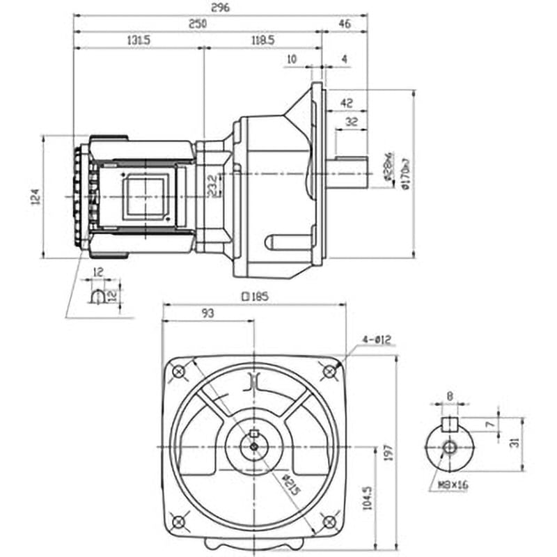 VX02-120MF フランジ取り付けギヤードモータ 富士変速機 VXシリーズ 三相 屋内 出力0.2kW   VX02-120MF
