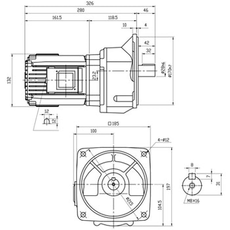 VX04-100MF フランジ取り付けギヤードモータ 富士変速機 VXシリーズ 三相 屋内 出力0.4kW   VX04-100MF
