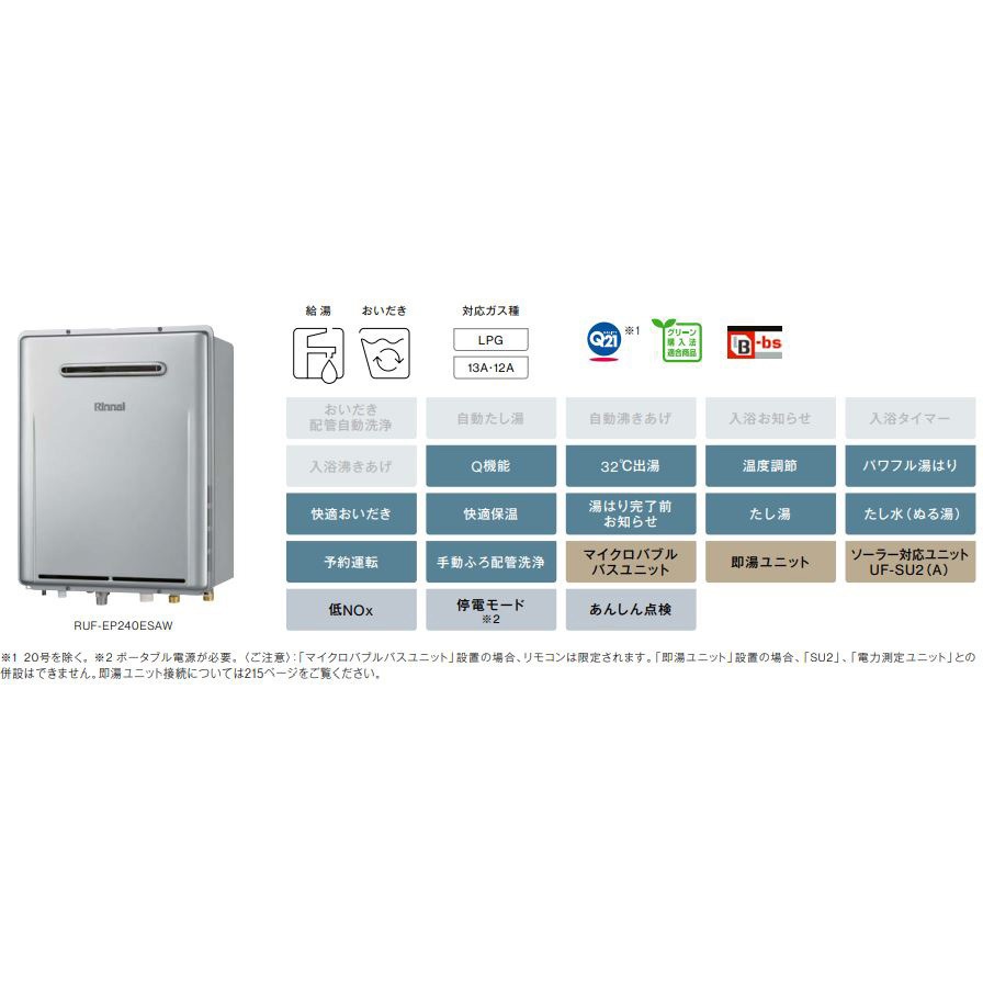 ⑮リンナイ 給湯器 LPガス RUF-K2406SAW ⑮リンナイ 給湯器 LPガス RUF