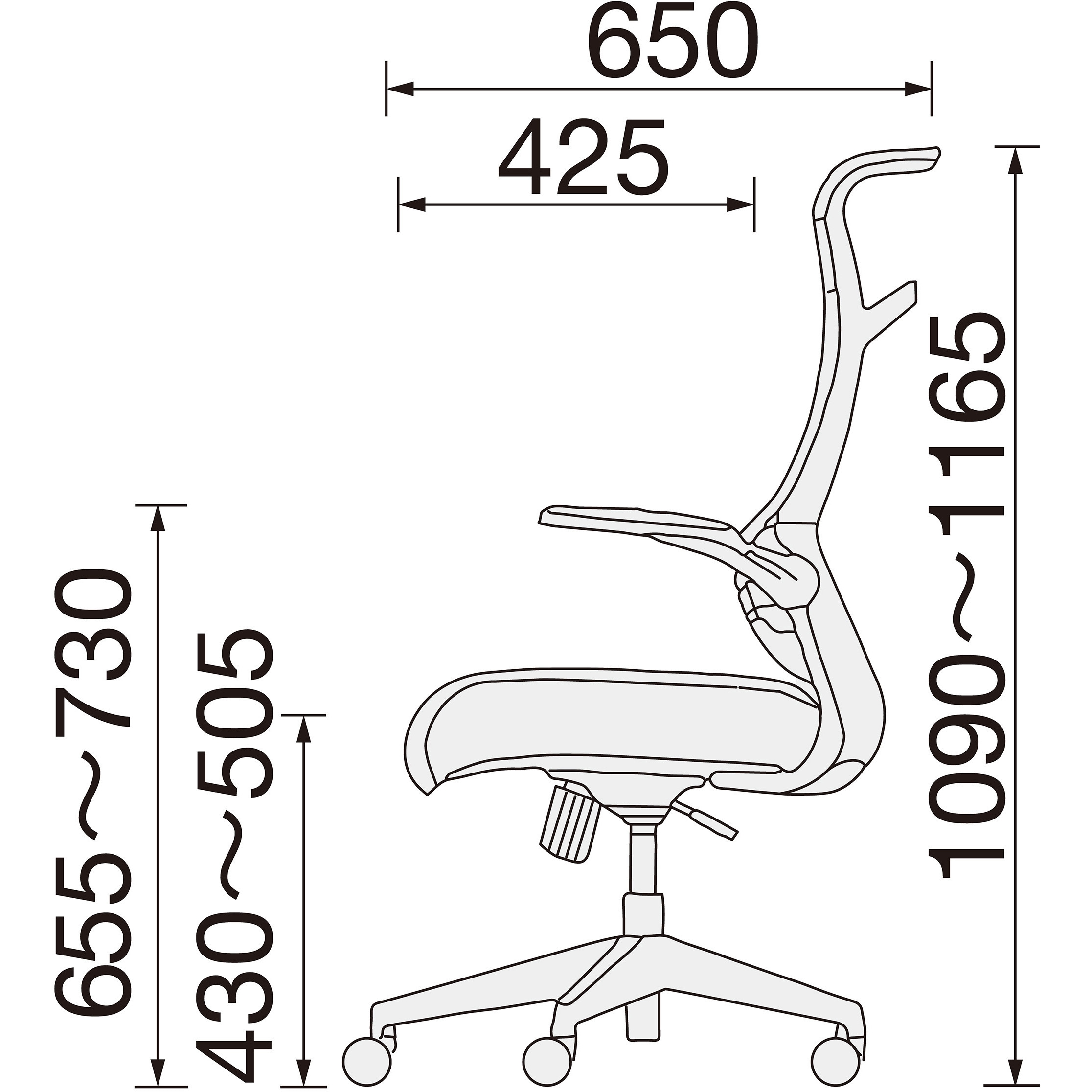 LM2 オフィスチェア(ハイバック/肘付き) ニシキ工業 ポリエステル 高さ