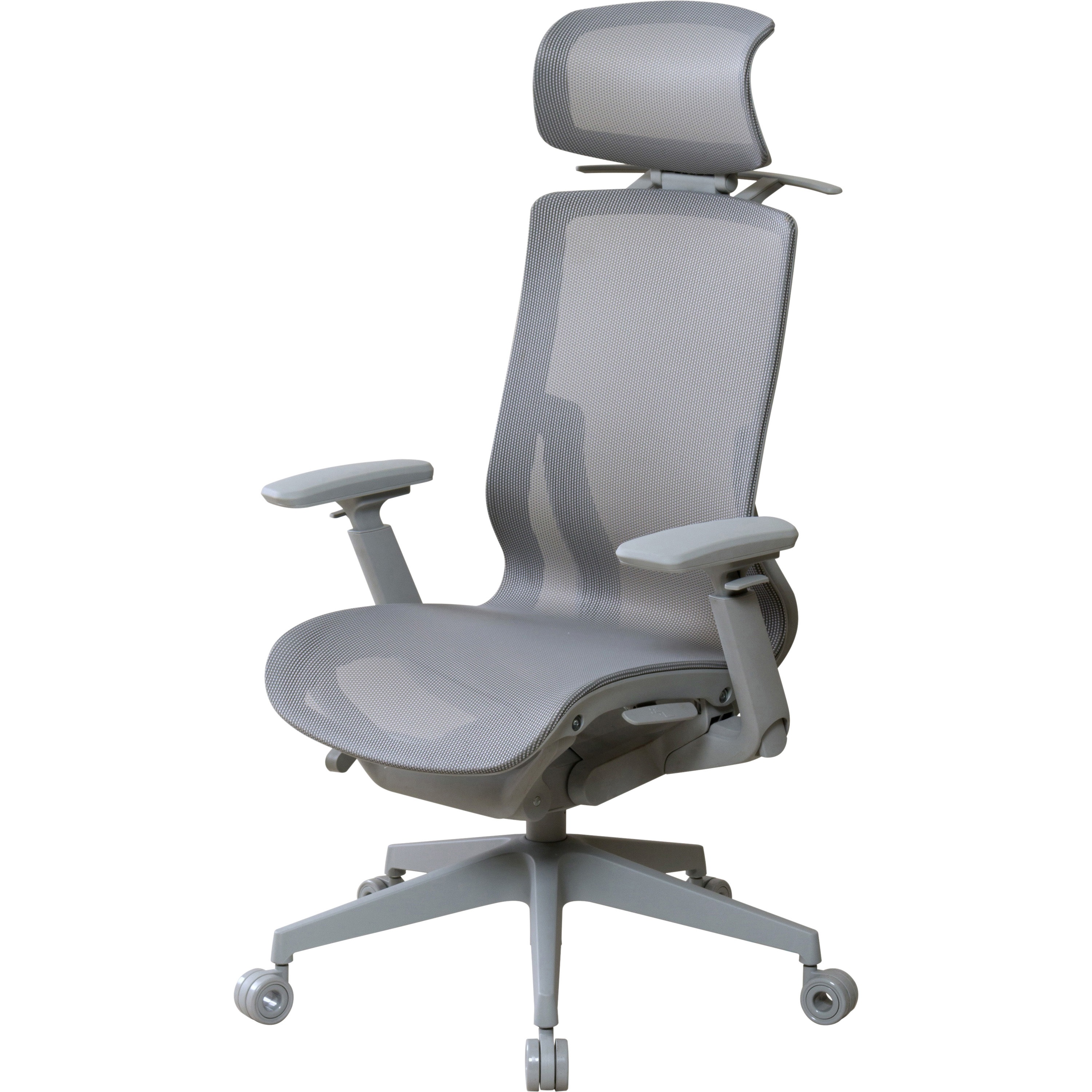 CKS1GR オフィスチェア(ハイバック/肘付き/ヘッドレスト付き) ニシキ工業 ポリエステル グレー色 高さ1220～1295mm幅730mm奥行630mm  CKS1GR