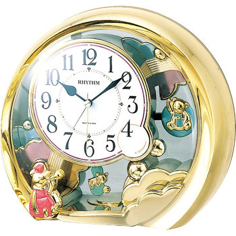 4SE504SR18 置時計 リズム アナログ アラーム 金色仕上(白) - 【通販