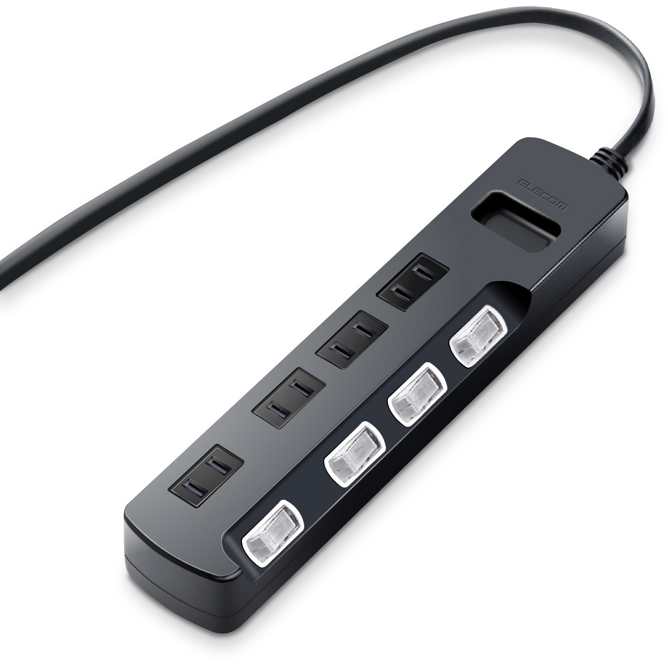 (まとめ)エレコム 一括＆個別スイッチ付 雷ガードタップ TK8A2650WH(×2)