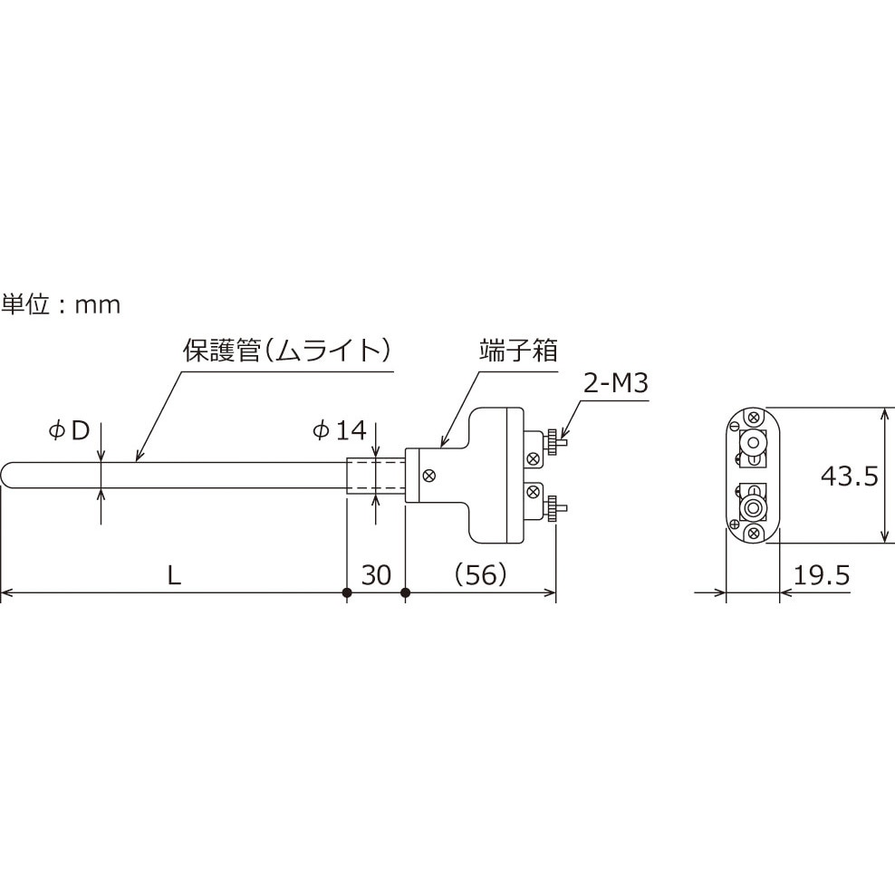 THK651015 T型ネック付熱電対 1本 坂口電熱 【通販モノタロウ】