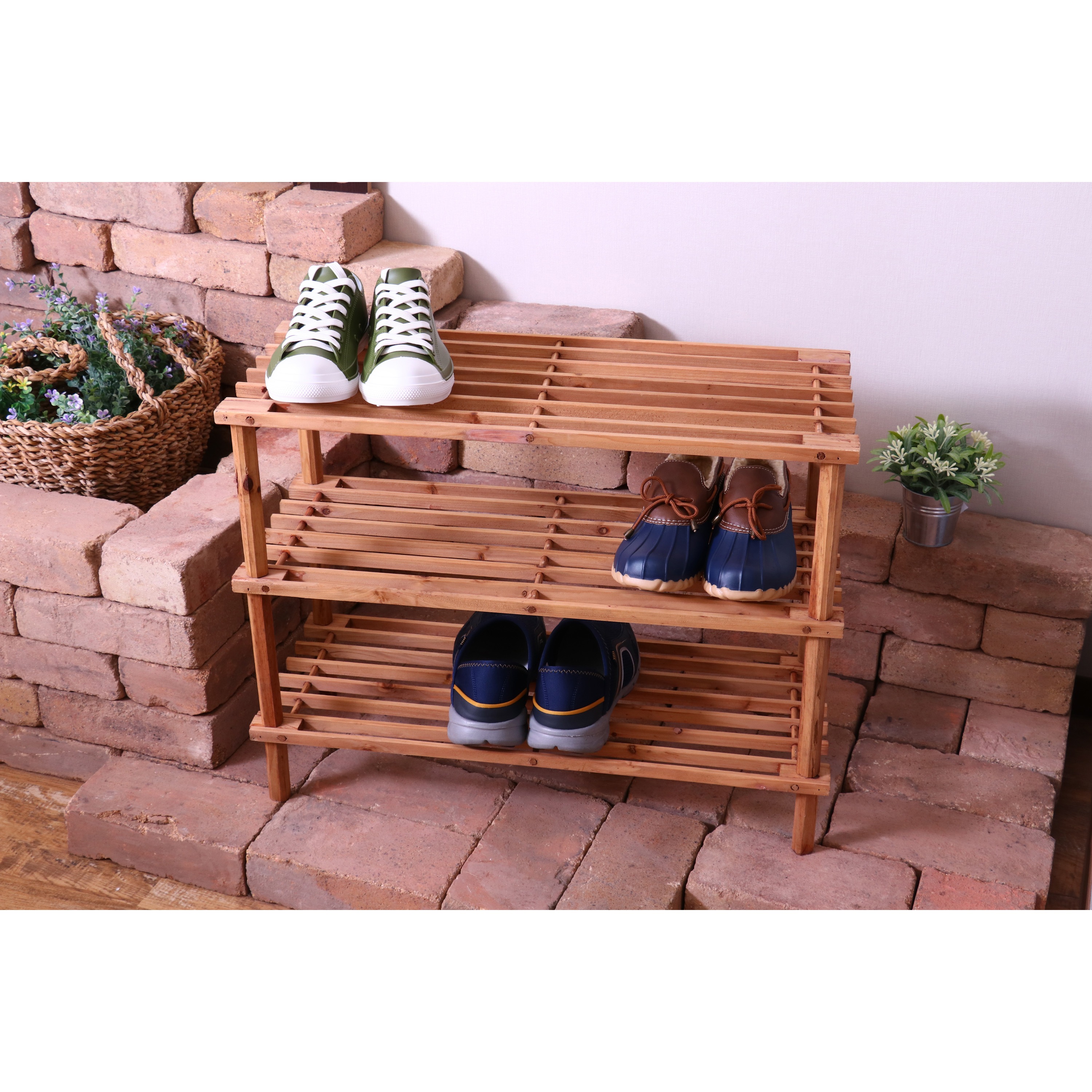 83518 マルチフリー&シューズラック ZSJ05064-B 不二貿易 3段 ブラウン