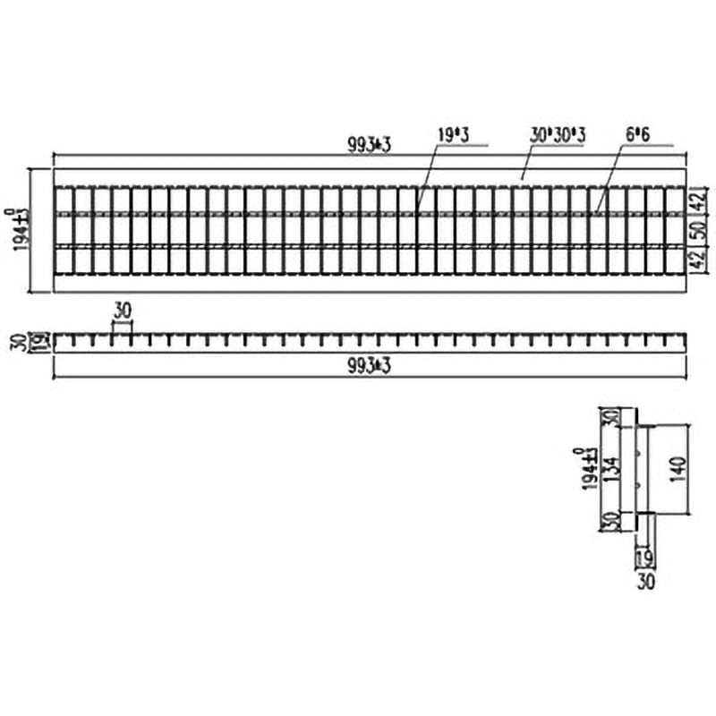MUW 14-19 グレーチング 歩道用 圧接タイプ モノタロウ 並目ピッチ 溝