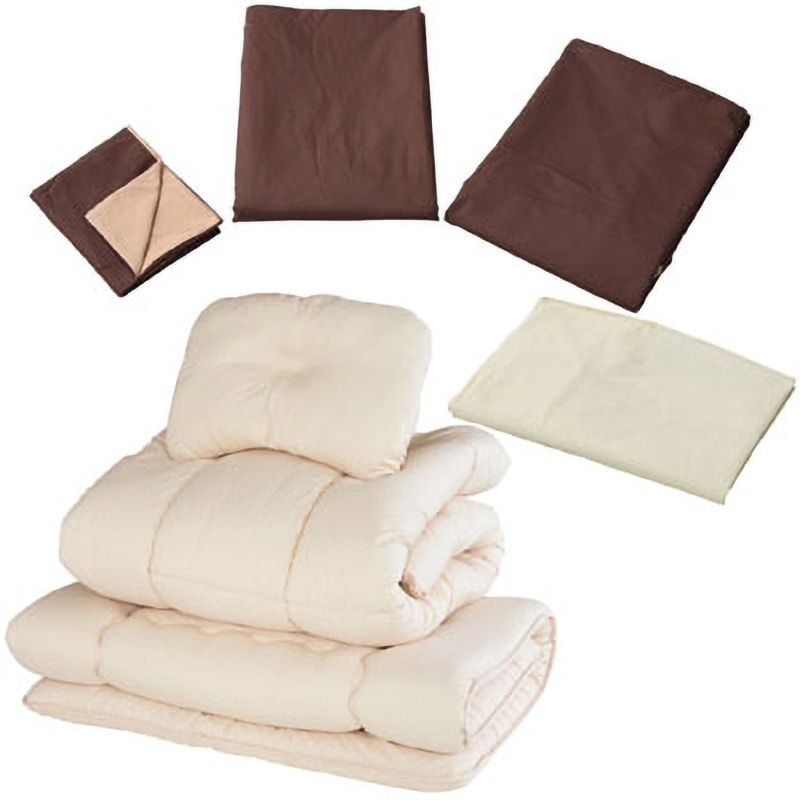 YEF-7SP1P(BR/BE) 布団セット 7点 シングル 抗菌防臭 ピーチスキン加工 YAMAZEN(山善) 固わたタイプ 寸法(収納ケース)1000×670×350mm