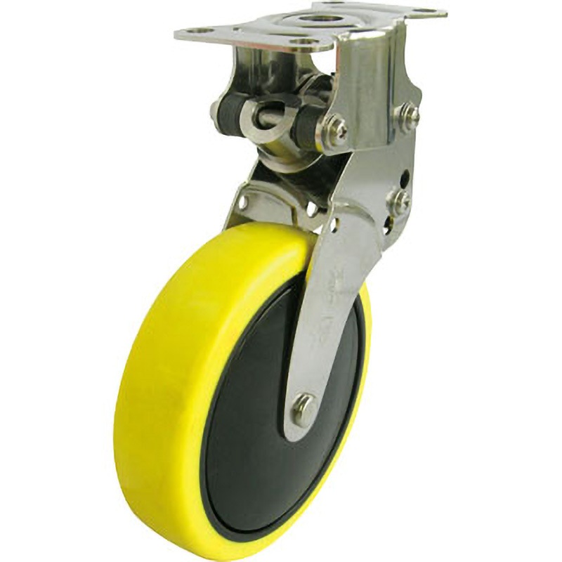 SKY-R100SUE-1 SKYキャスター Φ100・Φ125 ユーエイキャスター ウレタン車輪 ステンレス仕上 プレート式固定車キャスター ストッパーなし  SKY-R100SUE-1