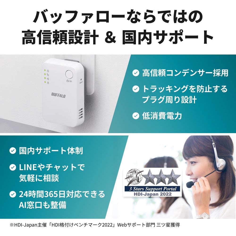 WEX-1166DHPL/D 無線LAN中継機 11ac/n/a/g/b 866+300Mbps 1台 BUFFALO