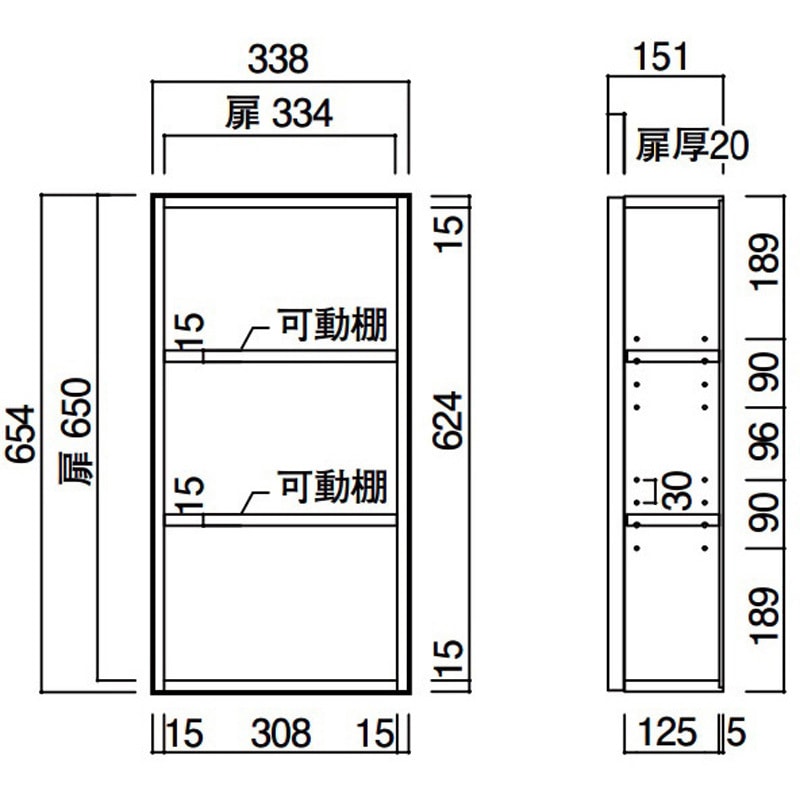 IPPB72-B5-CL 壁厚収納トイレ内収納Bタイプ(左右兼用) ウッドワン