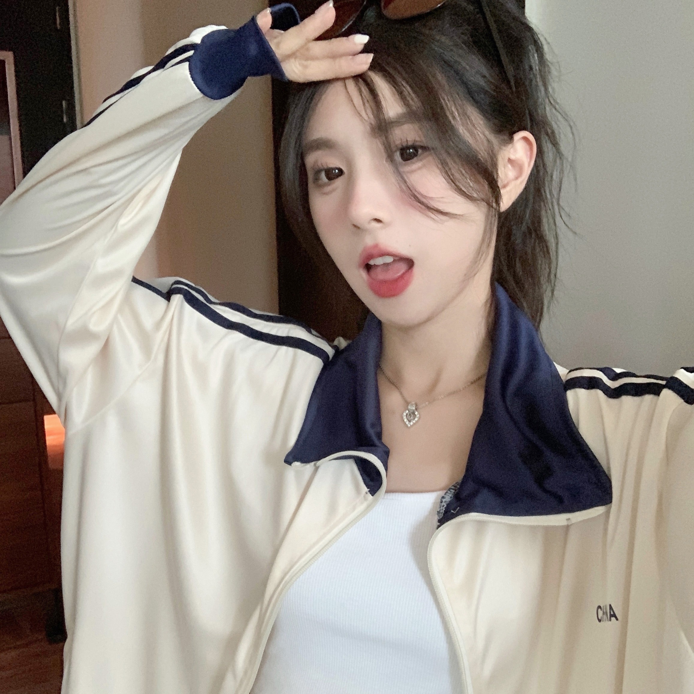 TA409-BE-F 薄手 ダブルライン トラックジャケット ジャージ トラック