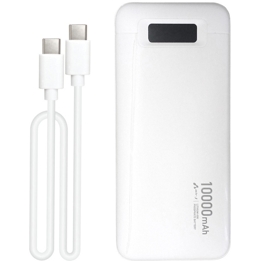 モバイルバッテリー 白&黒 hiro TL115UW モバイルバッテリー10000 多摩電子 充電端子microUSB