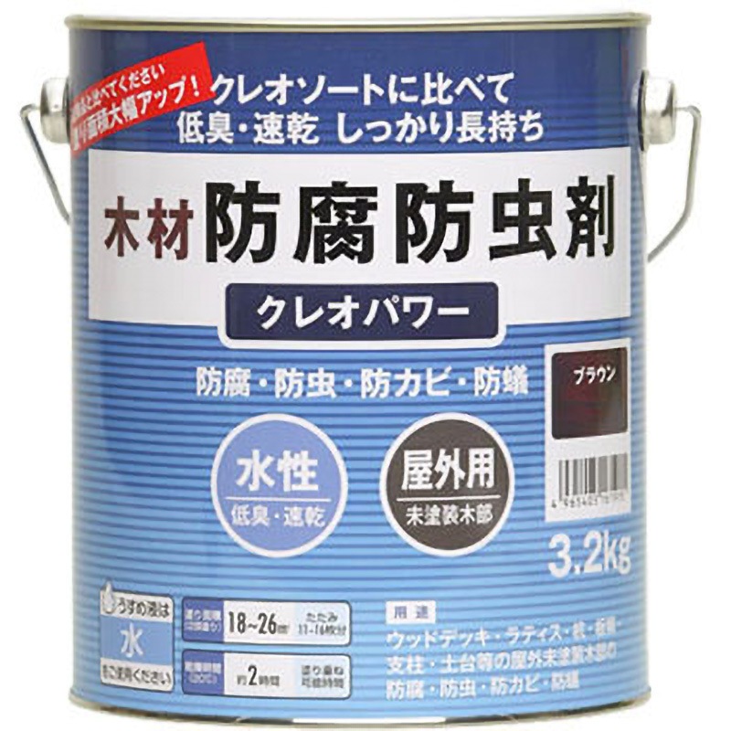 水性木材防腐防虫剤 クレオパワー 和信ペイント ブラウン色 1缶