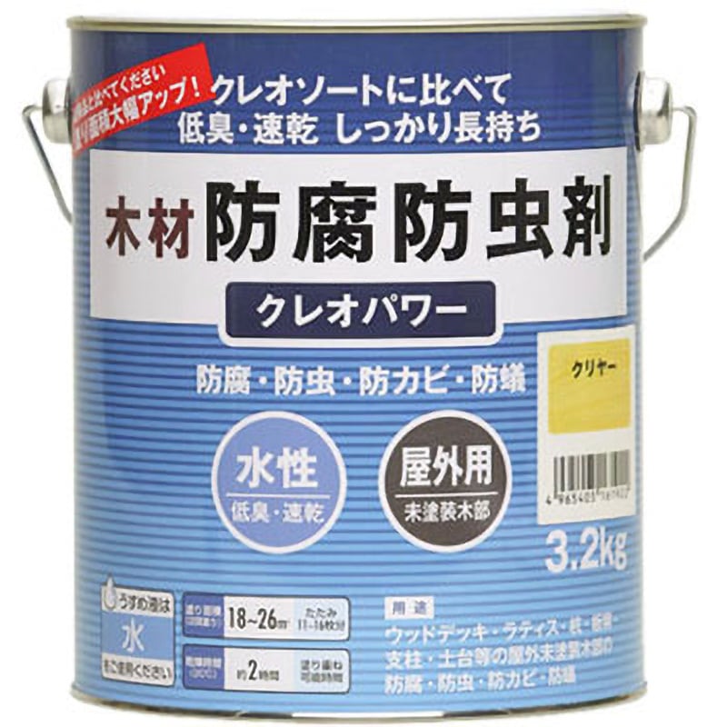 水性木材防腐防虫剤 クレオパワー 和信ペイント クリヤー色 1缶(3.2kg 