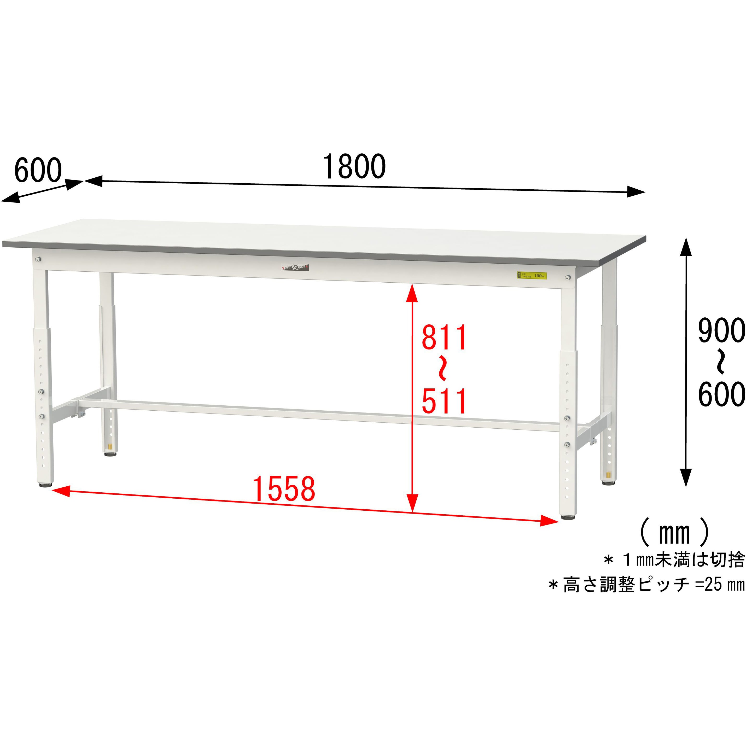 SUPA-1860-WW 軽量作業台/耐荷重150kg_高さ調整_ワークテーブル150
