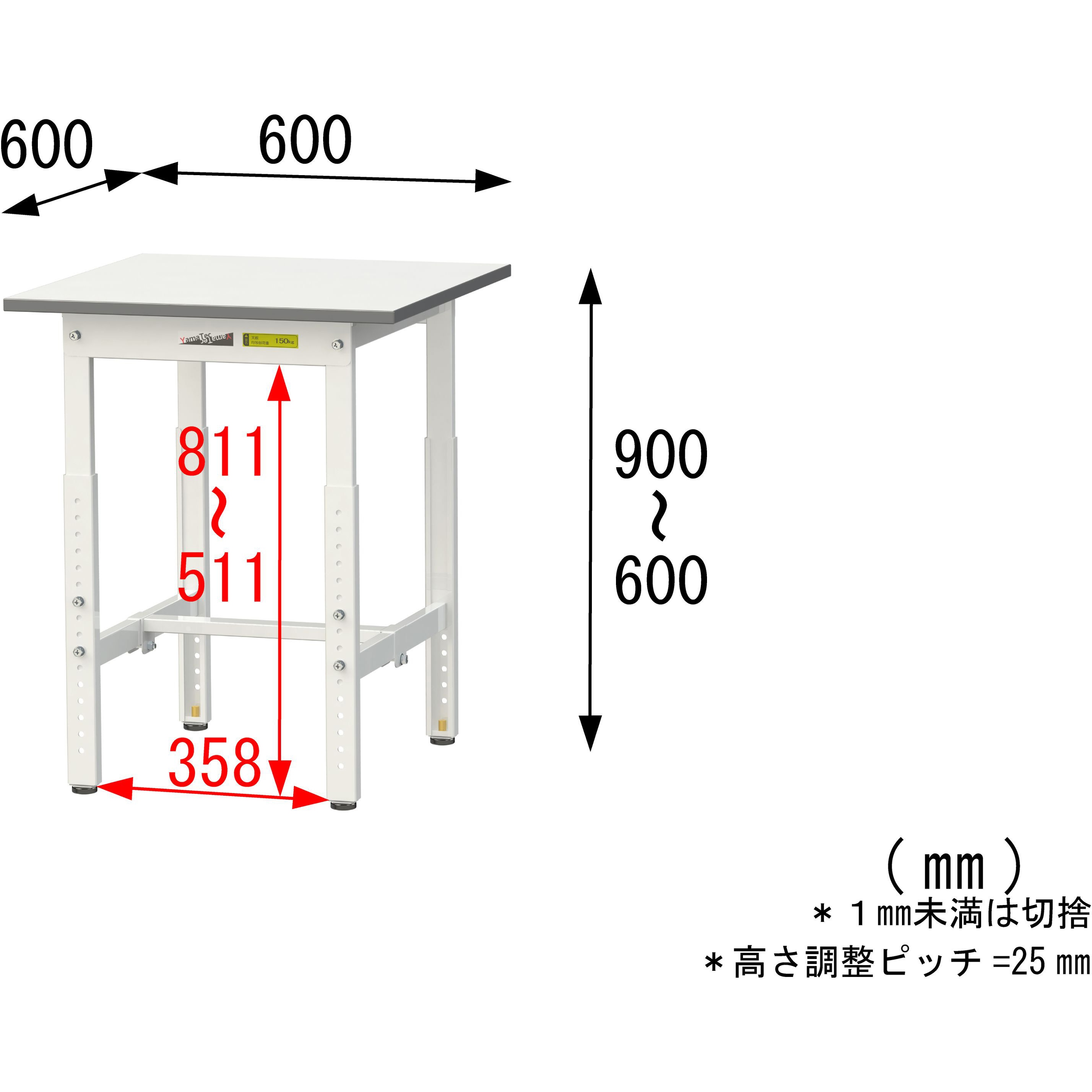 SUPA-660-WW 軽量作業台/耐荷重150kg_高さ調整_ワークテーブル150