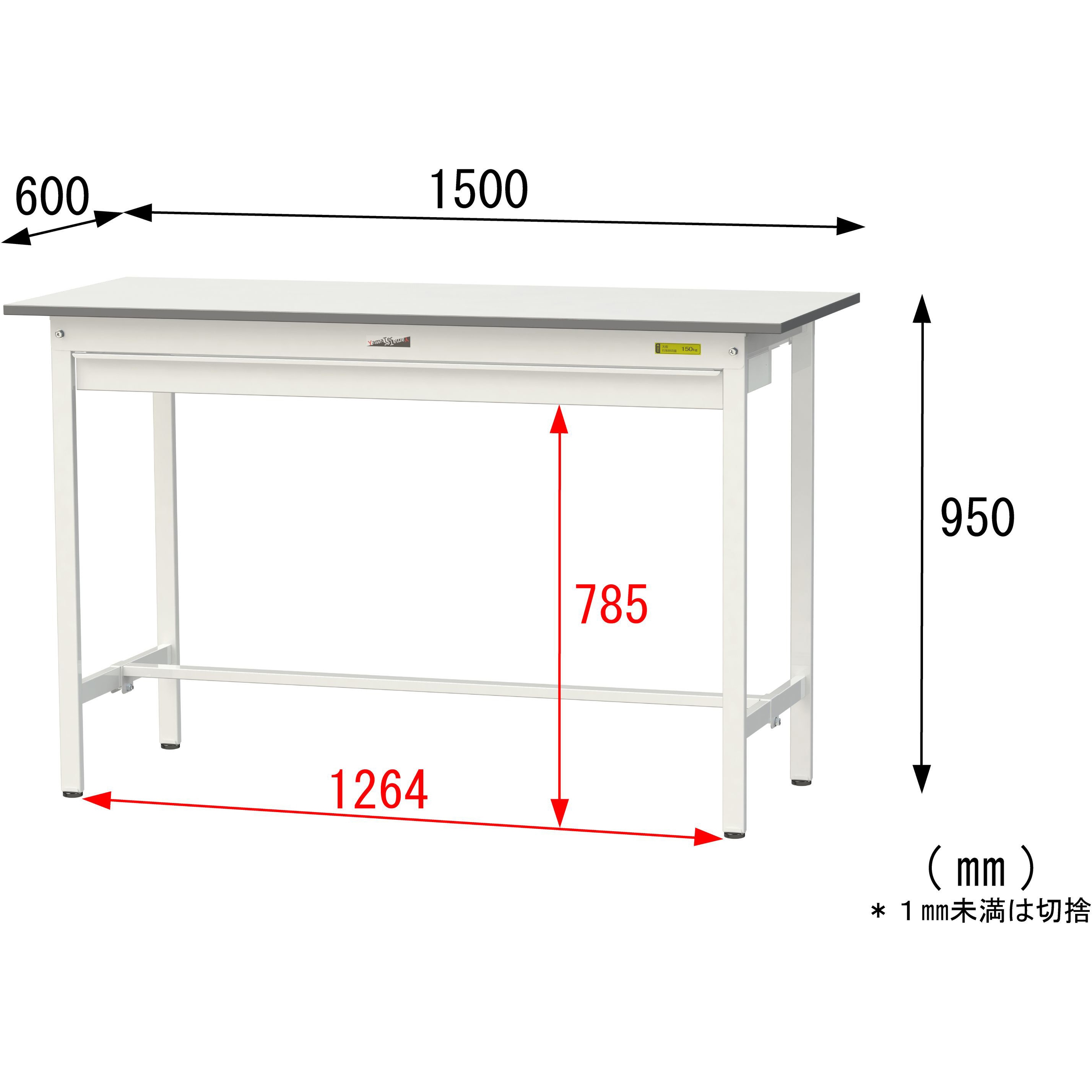 SUPH-1560W-WW 軽量作業台/耐荷重150kg_ワイド引き出し付き固定式_
