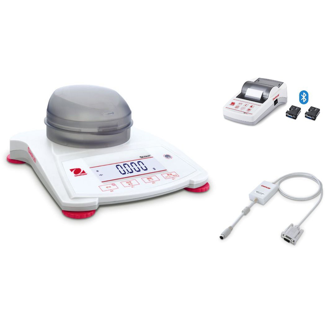 SPX223JP+SF40A/BT+30268982(英語版一般校正証明書付) ポータブル天びん(スカウトSPXシリーズ)+プリンタ(Bluetoothモデル)+RS232インターフェイスキットセット 1セット オーハウス 【通販モノタロウ】
