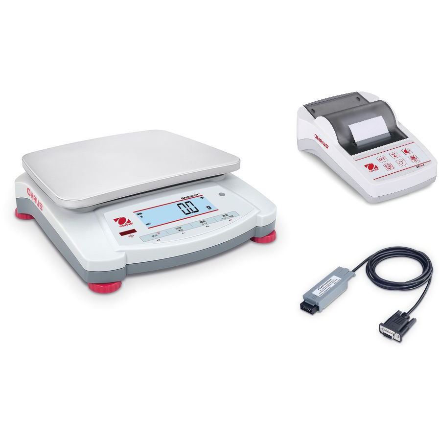 NVT10201JP+SF40A+83032107(英語版一般校正証明書付) ポータブル天びん(ナビゲーターシリーズ)+プリンタ+RS232インターフェイスキットセット オーハウス ひょう量10200g 最小表示0.1g