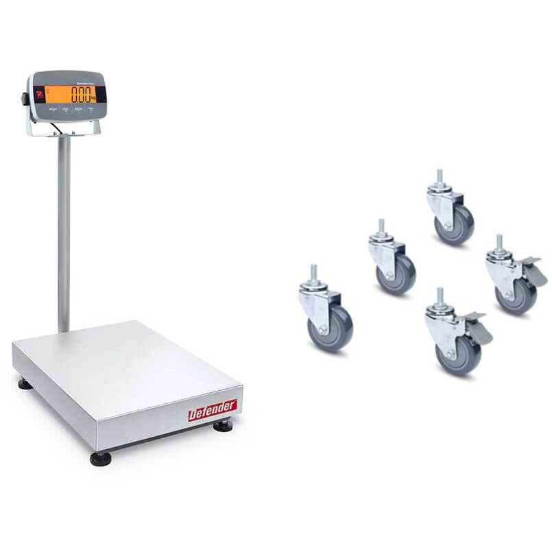 i-D33P60B1L2JP+30372146(校正企業実施一般校正証明書・トレサビリティ体系図付き) 台はかり(ディフェンダー3000シリーズ)+車輪キットセット オーハウス ひょう量60kg