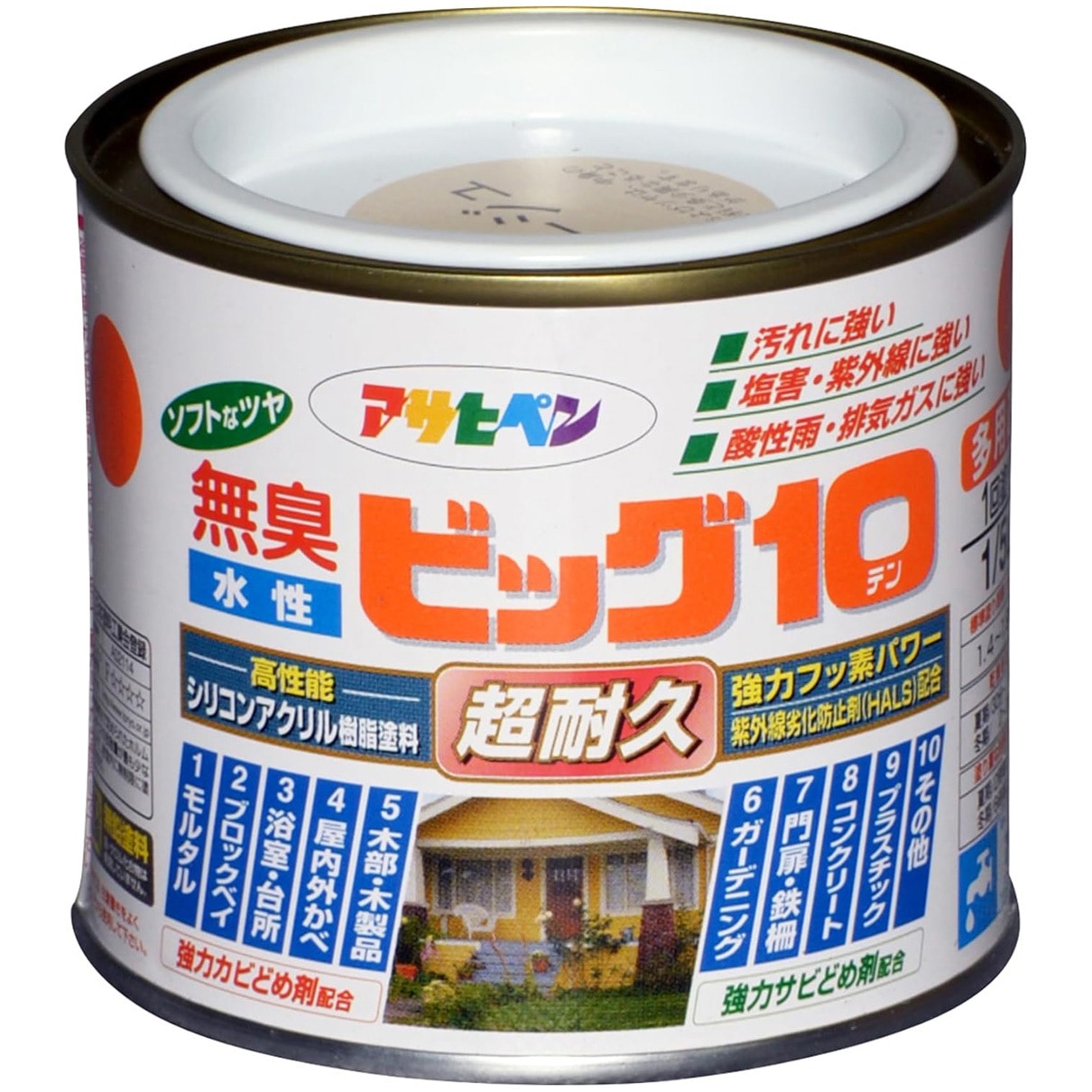 222 水性ビッグ10多用途 アサヒペン 屋内外兼用 ベージュ色 1缶(0.2L