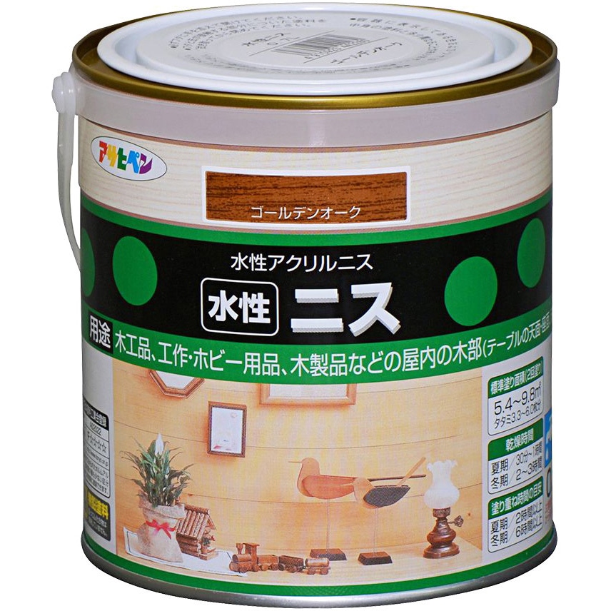 水性ニス アサヒペン 屋内木部用 ゴールデンオーク色 1缶(0.7L