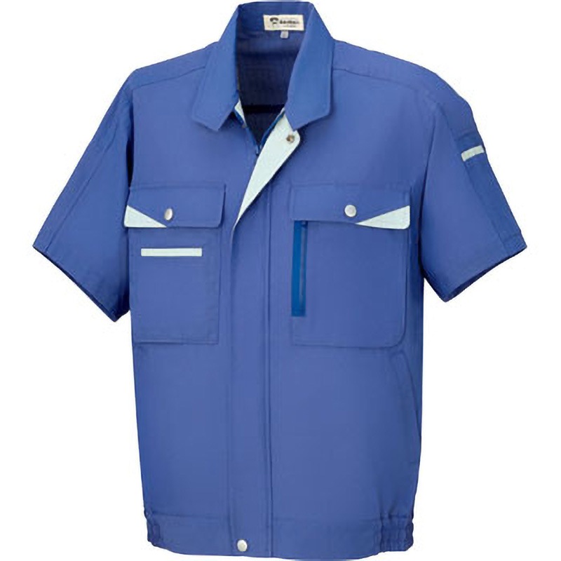 7001 DAIRIKI 半袖ブルゾン 07001 大川被服 混率(%):ポリエステル80・綿20 ブルー色 S着丈56cm